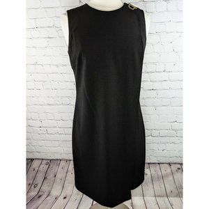 Calvin Klein Size 8 Black Dress Sheath Dress Gold Zip & Toggle Detail  NWT